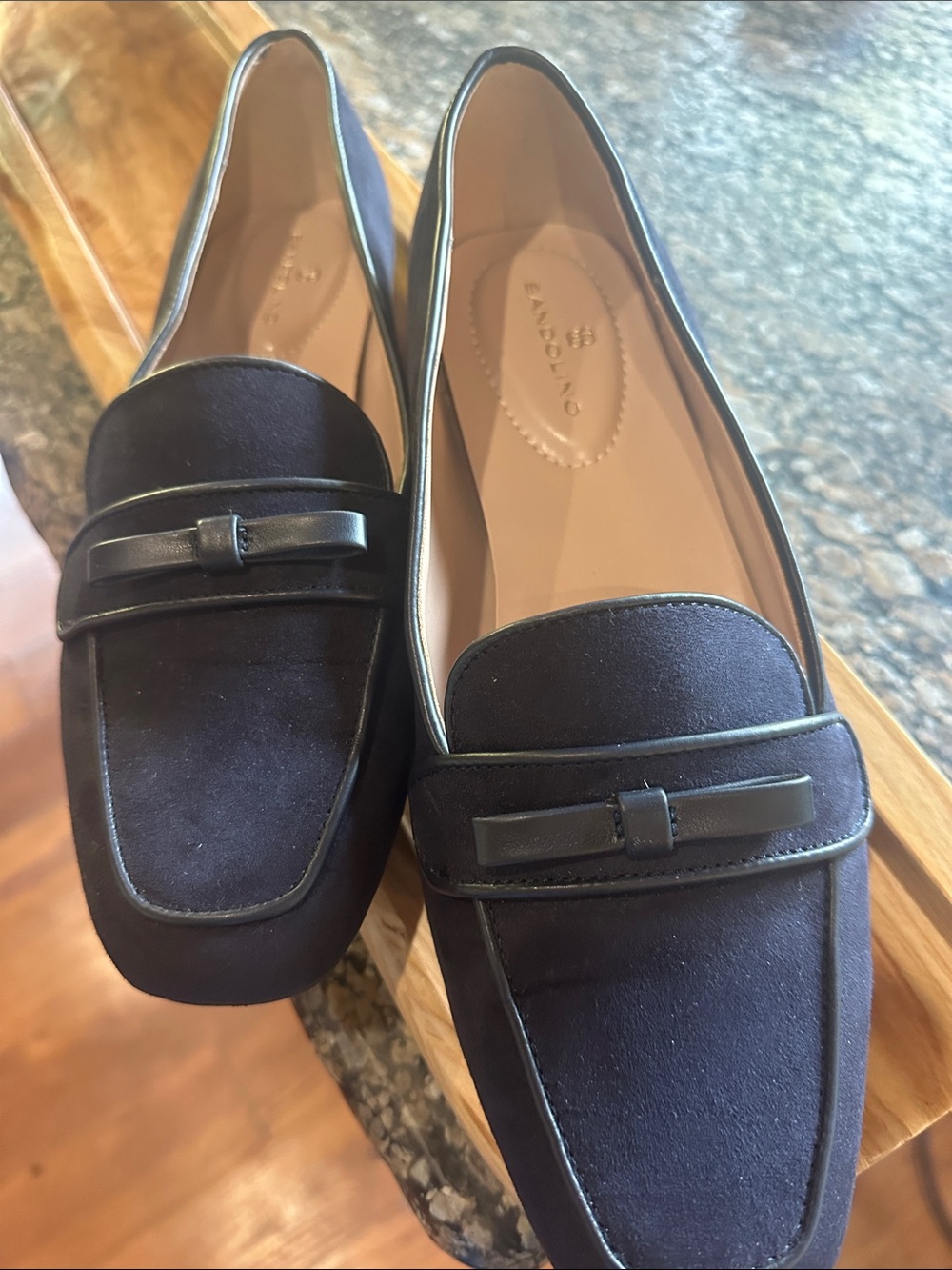 Bandolino Navy Suede Bow Trim Loafers